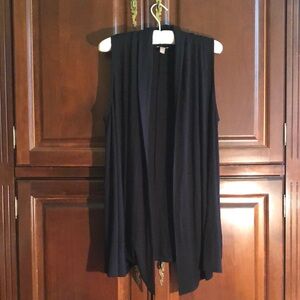 J-jill sleeveless open stretch knit long tunic like vest